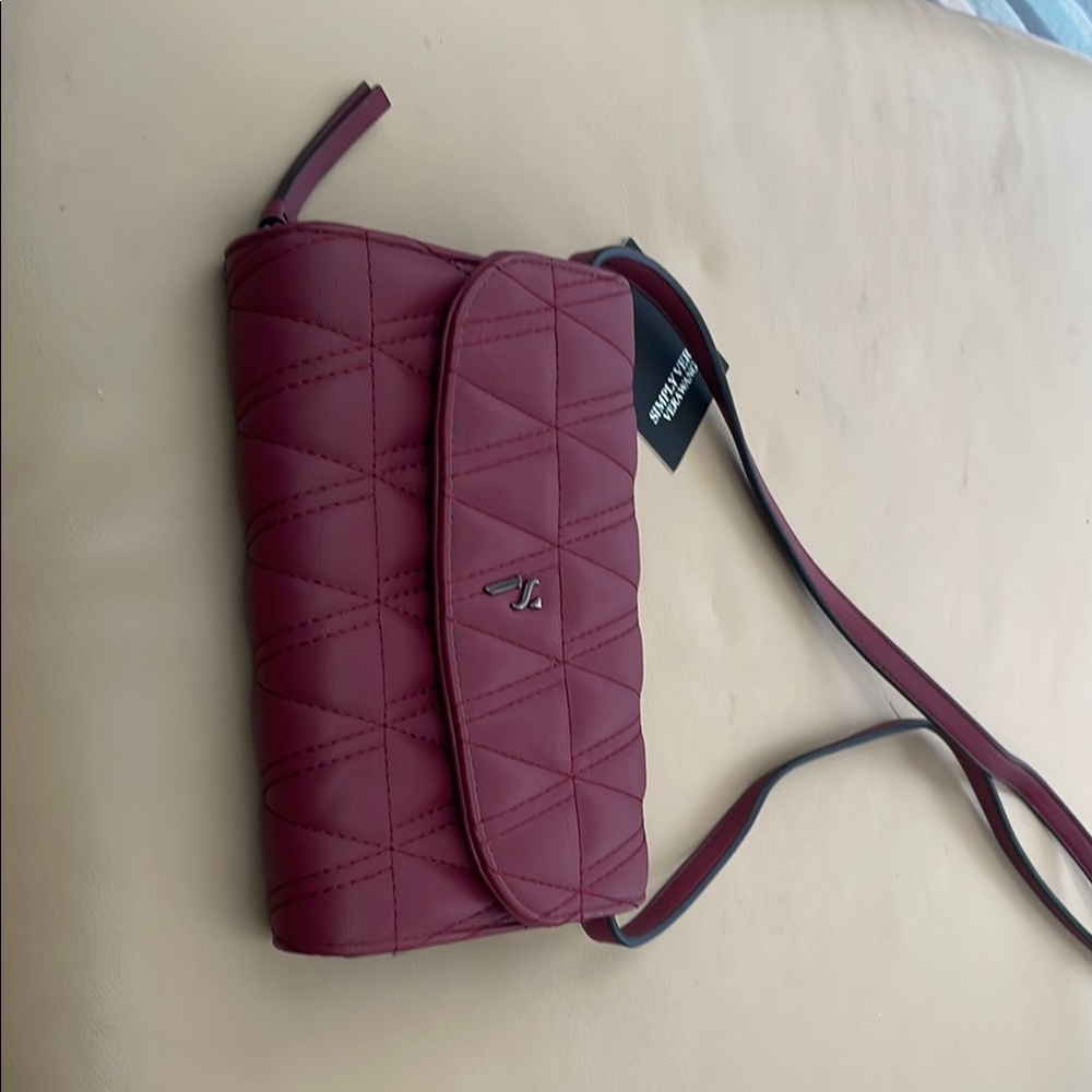 Elegant Burgundy Quilted Crossbody Bag bag NWT by Vera Wang